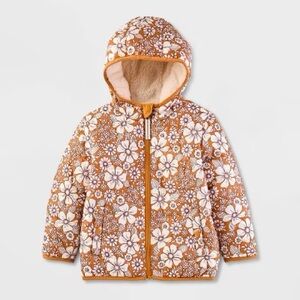 Cat & Jack Reversible Floral Printed Puffer Jacket 12M
